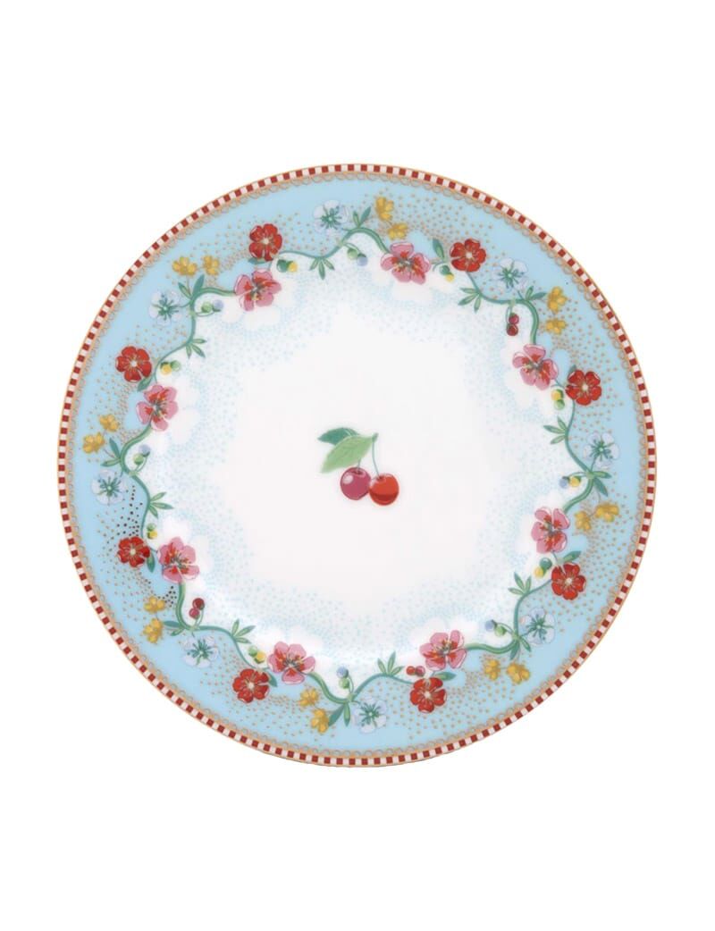 Pip Kirazlı Mavi Kek Tabağı 17 Cm