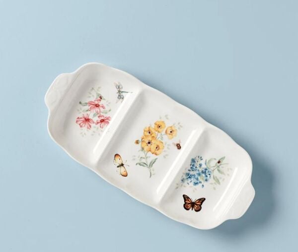 Butterfly Porselen 3 Bölmeli Servis Tabağı 41 cm