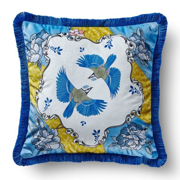 Allure Yastık - Kuşlu 45X45 cm Kadife