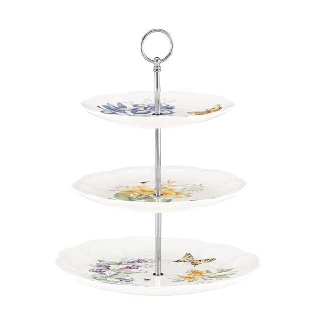 Butterfly Porselen 3 Katlı Servis Tabağı 34 cm
