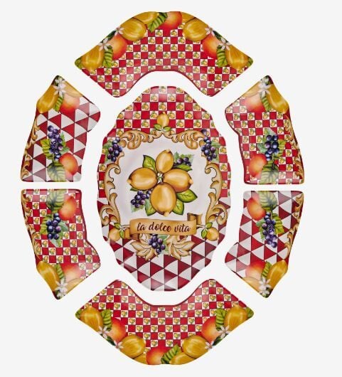 Kırmızı Melamin Meze Tabağı 7 Parça Capri Collection by Chiara Alessi
