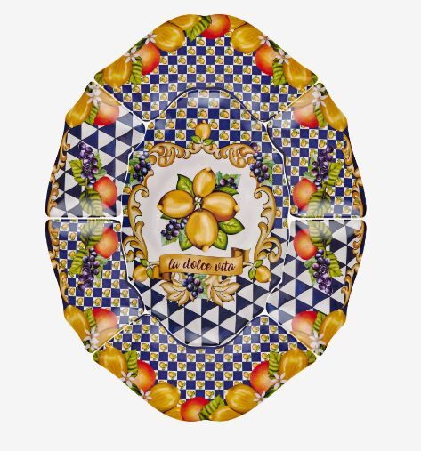 Mavi Melamin Meze Tabağı 7 Parça Capri Collection by Chiara Alessi