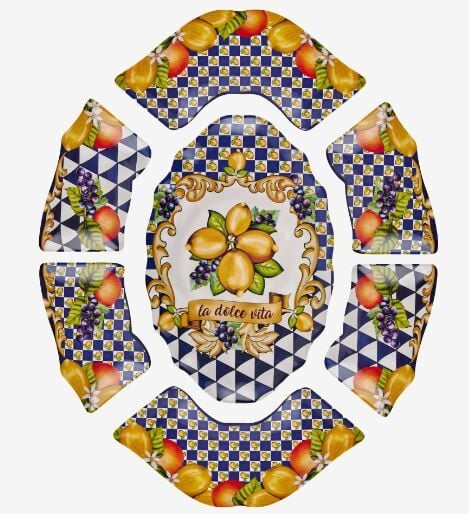 Mavi Melamin Meze Tabağı 7 Parça Capri Collection by Chiara Alessi