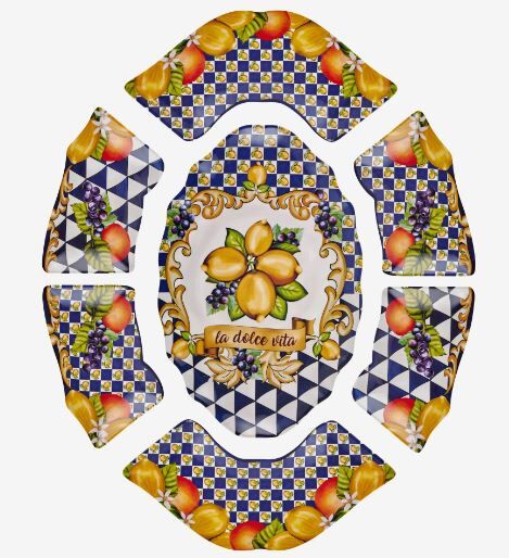 Mavi Melamin Meze Tabağı 7 Parça Capri Collection by Chiara Alessi