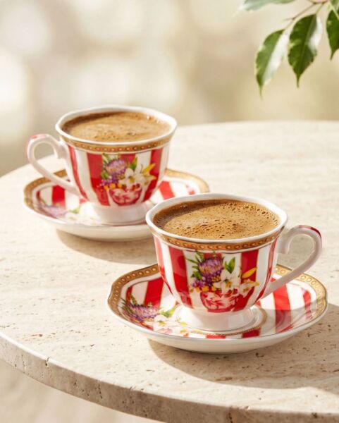 Lisa Minotti Kırmızı Porselen Kahve Fincan Seti 100 Ml