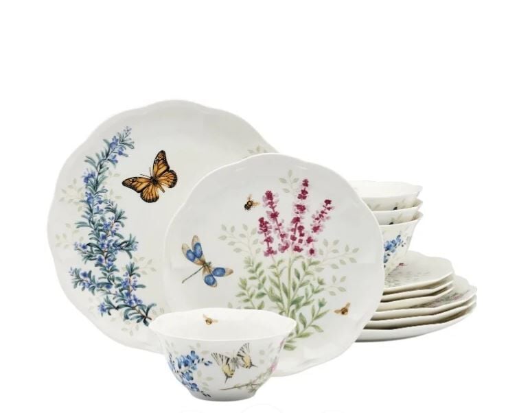 Butterfly Herbs 4 Kişilik 12 Parça Porselen Yemek Takımı