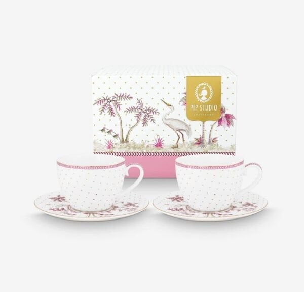 Beyaz Porselen Çay Fincan Seti 280 Ml Jolie Collection