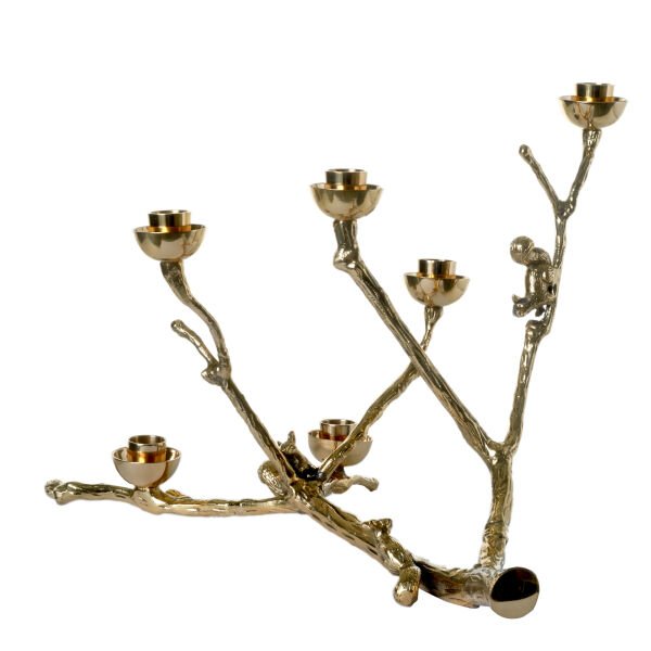 Candle Holder Twiggy With Squirrels Gold
