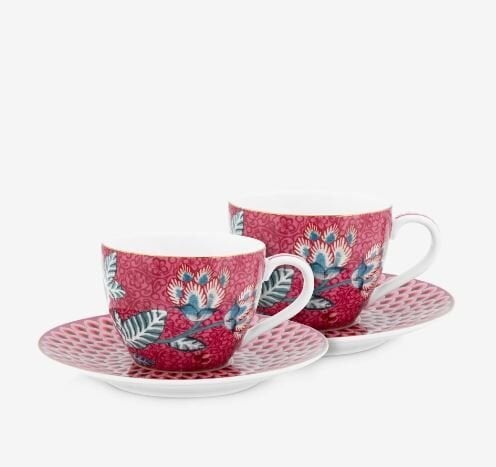 Kırmızı Porselen Kahve Fincan Seti 120 ml