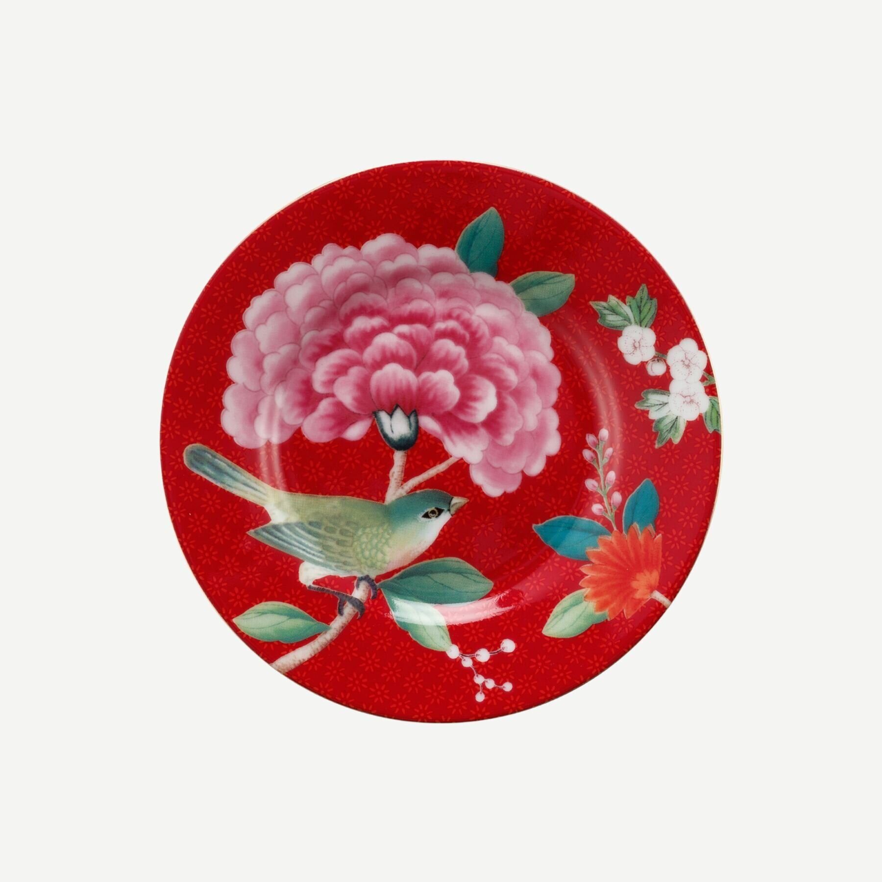 Blushing Birds Kırmızı Petit Four Tabağı 12 cm