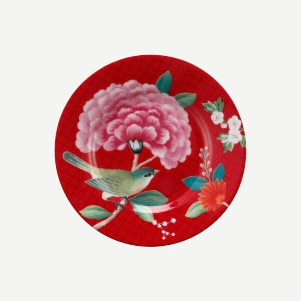Blushing Birds Kırmızı Petit Four Tabağı 12 cm
