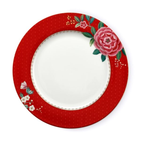 Blushing Birds Kırmızı Yemek Tabağı 26.5 cm