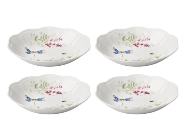 Butterfly Herbs Porselen Çukur Tabak 4'lü Set 22 cm