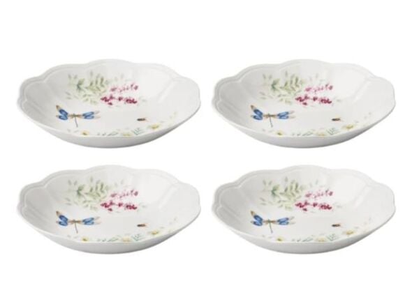 Butterfly Herbs Porselen Çukur Tabak 4'lü Set 22 cm