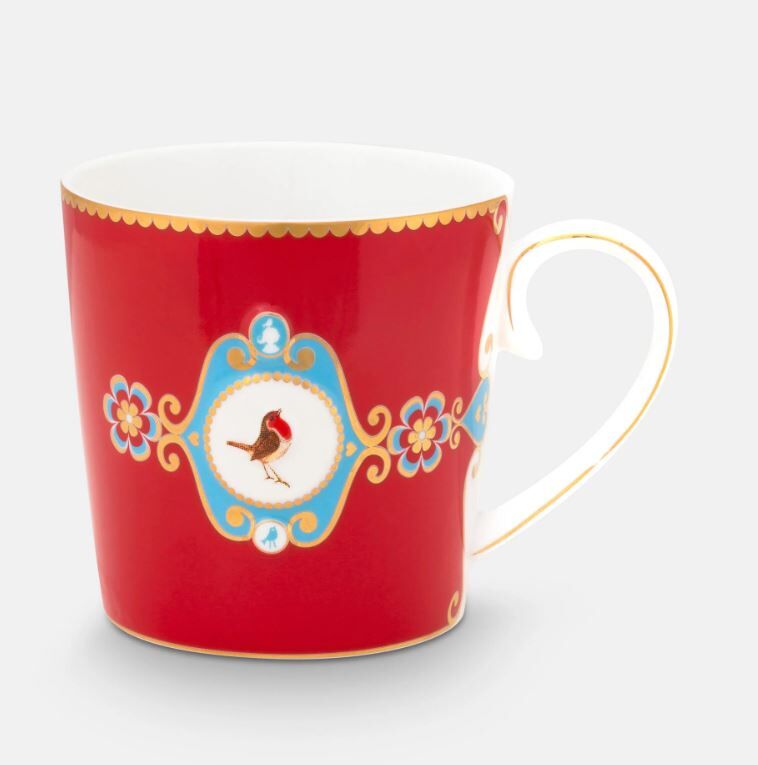 Kırmızı Porselen Kupa 250 Ml Love Birds