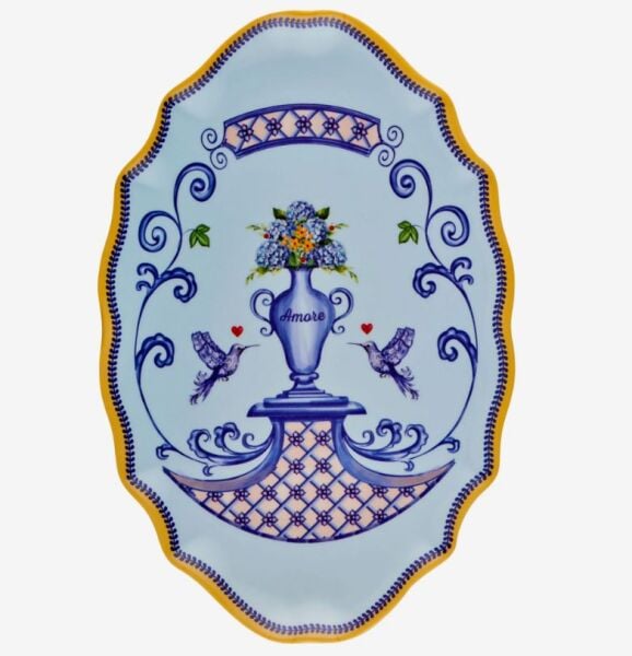 Amore Mavi Melamin Meze Tabağı 59X47 Cm