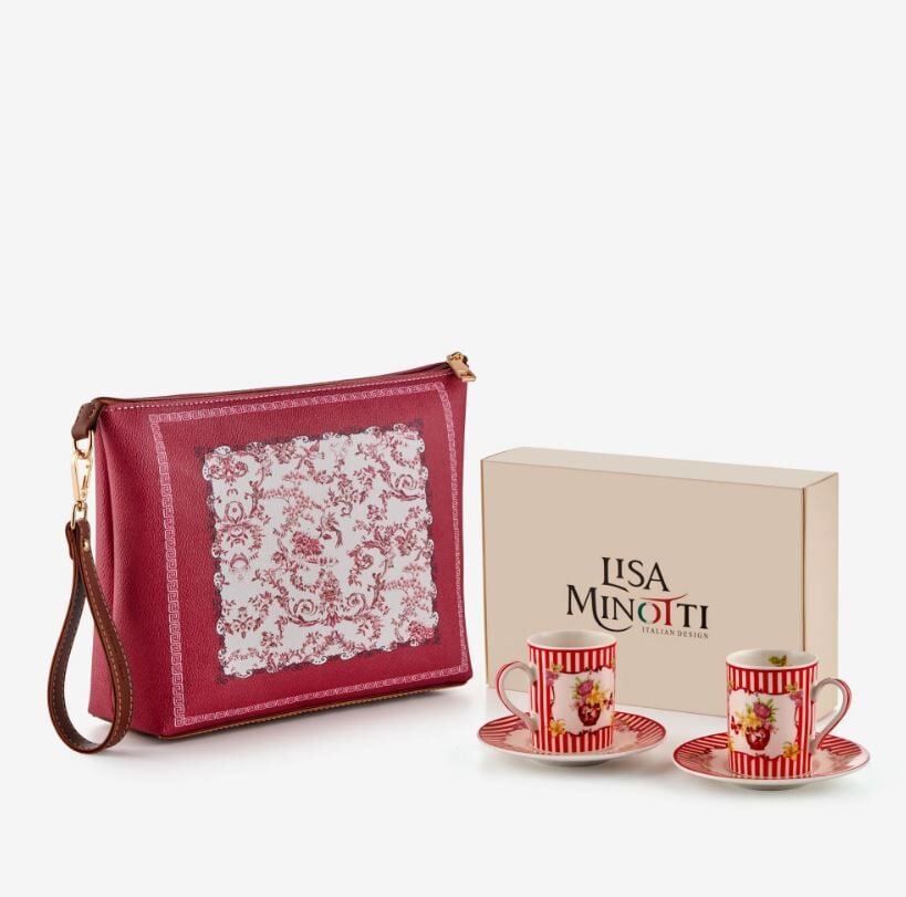 Carpe Diem Clutch & Portföy Çantalı 2'li Kırmızı Türk Kahvesi Fincan Seti