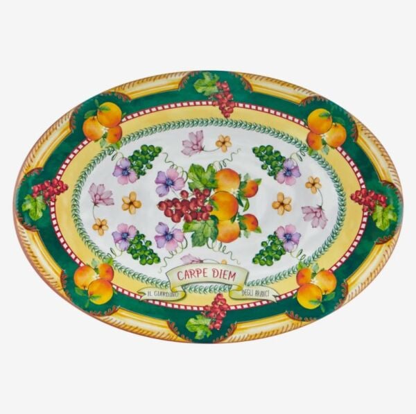 Sarı Melamin Servis Tabağı 50 Cm Carpe Diem