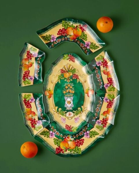 Yeşil Melamin Meze Tabağı 7 Parça Carpe Diem