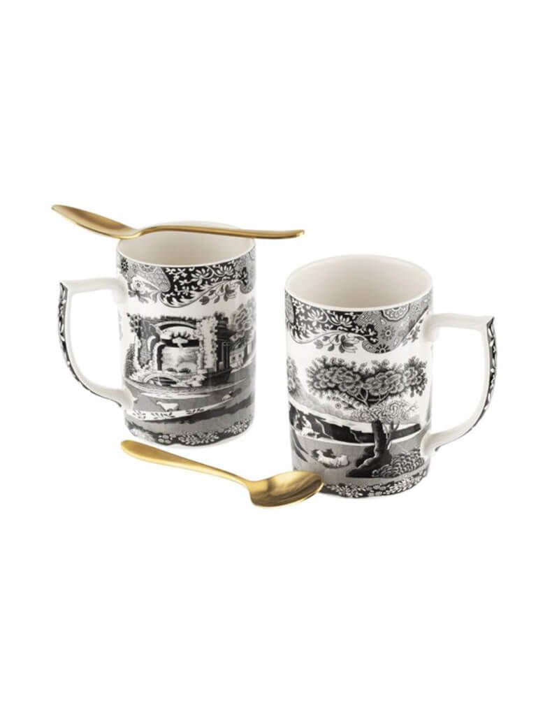 BLACK ITALIAN MUG 2 Lİ KAŞIKLI