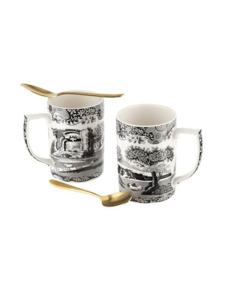 BLACK ITALIAN MUG 2 Lİ KAŞIKLI