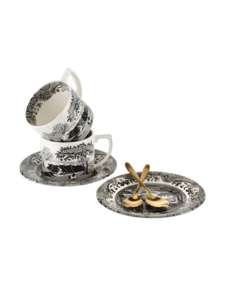 BLACK ITALIAN ÇAY FİNCAN+TAB 2 Lİ KAŞIKLI