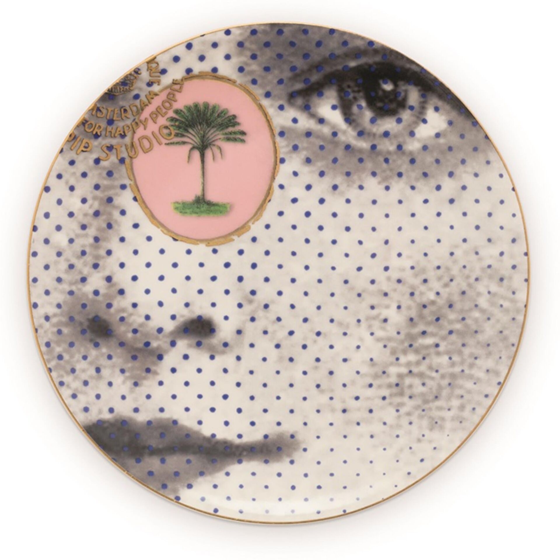 Heritage Yüz Desenli Siyah / Beyaz Petit Four Tabağı 12 cm