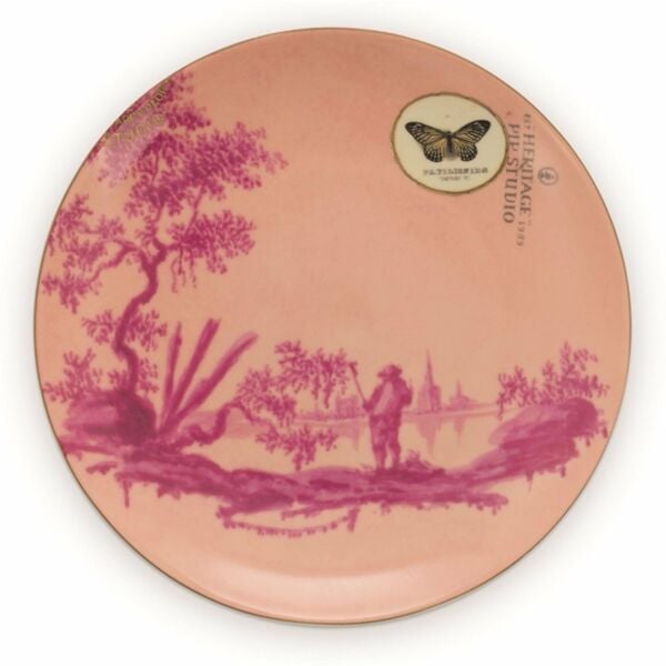 Heritage Kelebekli Pembe Kek Tabağı 18 cm