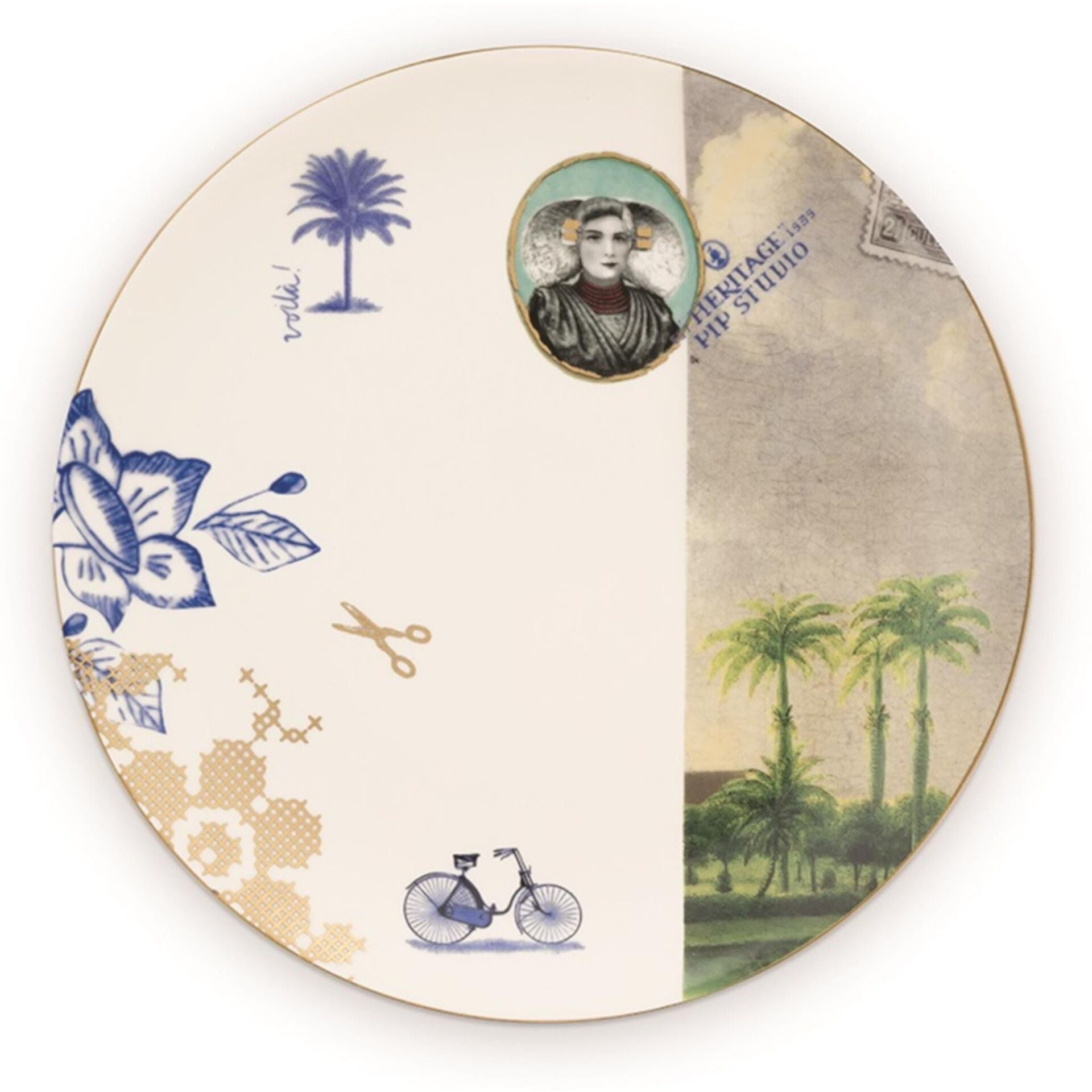 Heritage Palmiyeli Beyaz Kahvaltı Tabağı 20 cm