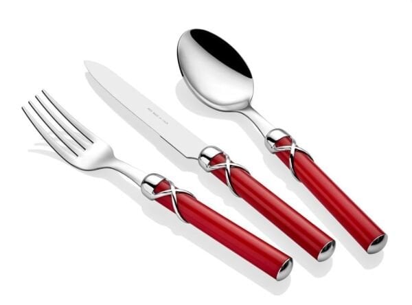 FIOCCO Kırmızı 75 Parça Çatal Bıçak Seti