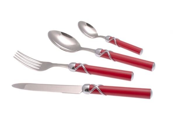 FIOCCO Kırmızı 75 Parça Çatal Bıçak Seti
