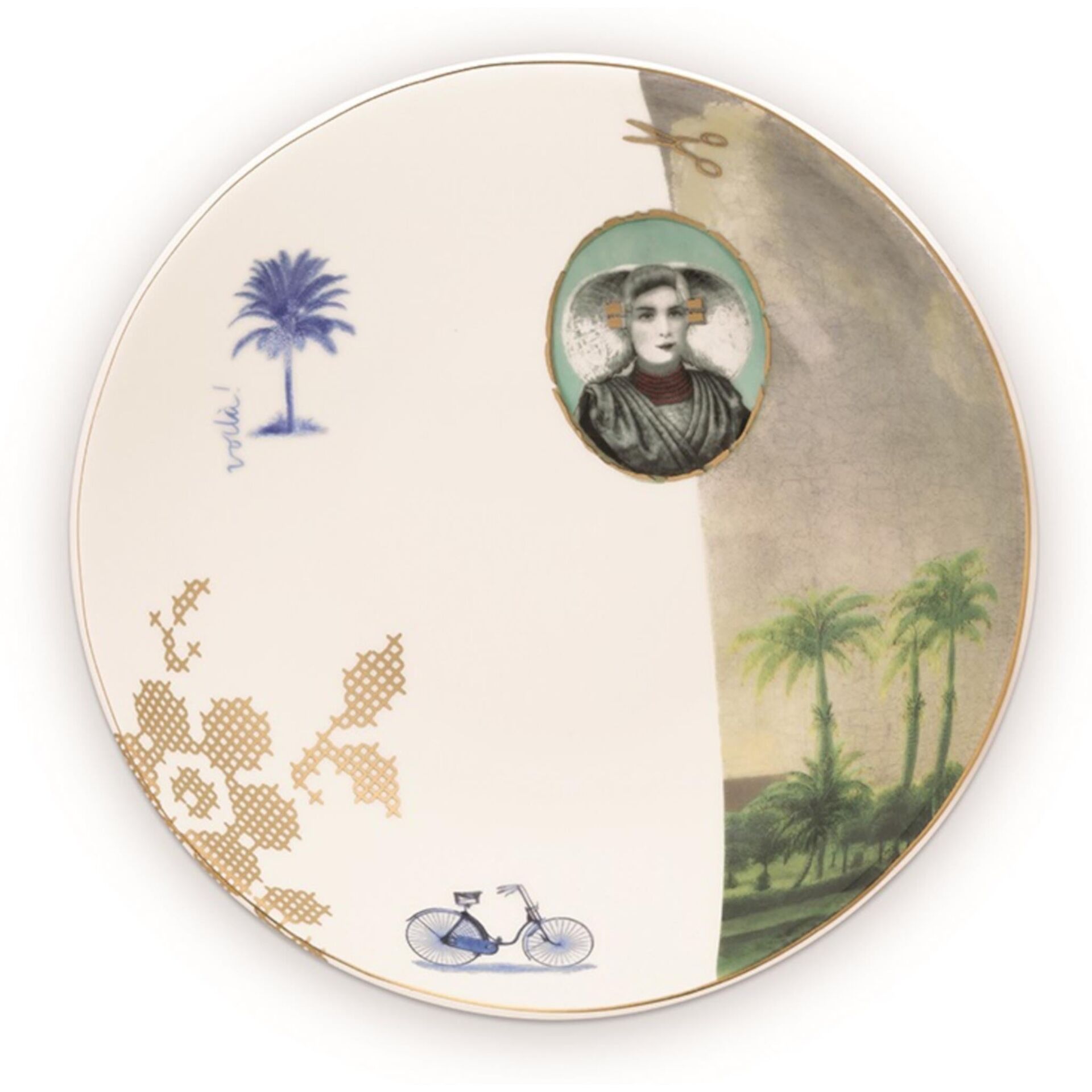 Heritage Palmiyeli Beyaz Çukur Tabak 18 cm