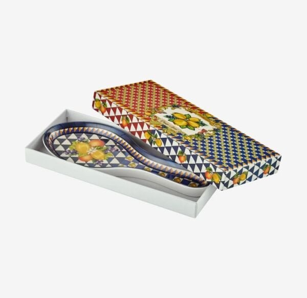 Portofino Mavi Kuş & Meyve Kaşık Altlığı