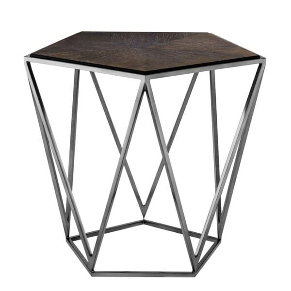 Side Table Pentagon charcoal oak veneer
