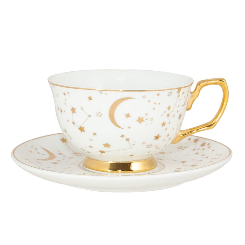 It's Written in the Stars Teacup & Saucer - Ivory & Gold