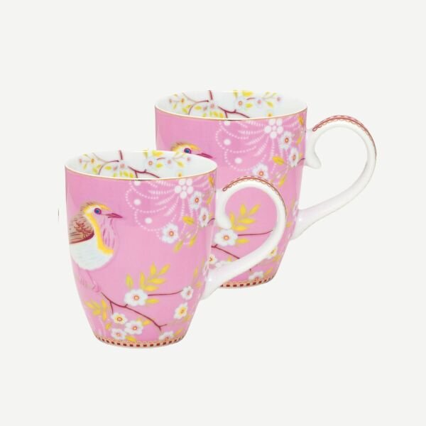Pembe Kuşlu İkili Mug