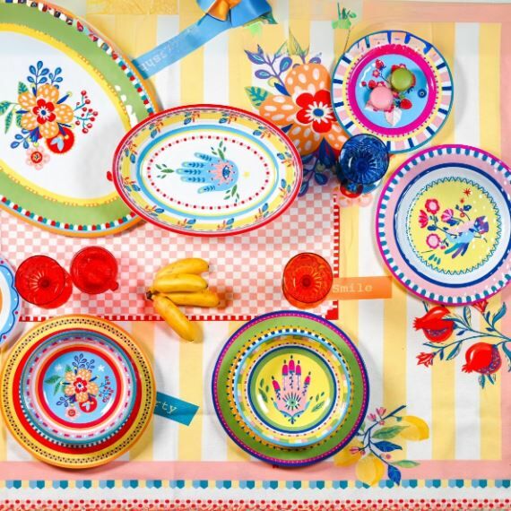 Mamma Mia 6'lı Vazo Desenli Tabak Seti 21,5 cm