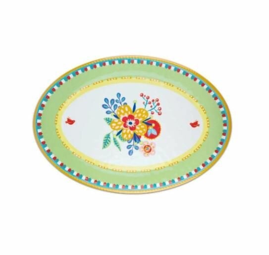 Mamma Mia Çiçek Desenli Oval Servis Tabağı 50 cm x 35 cm