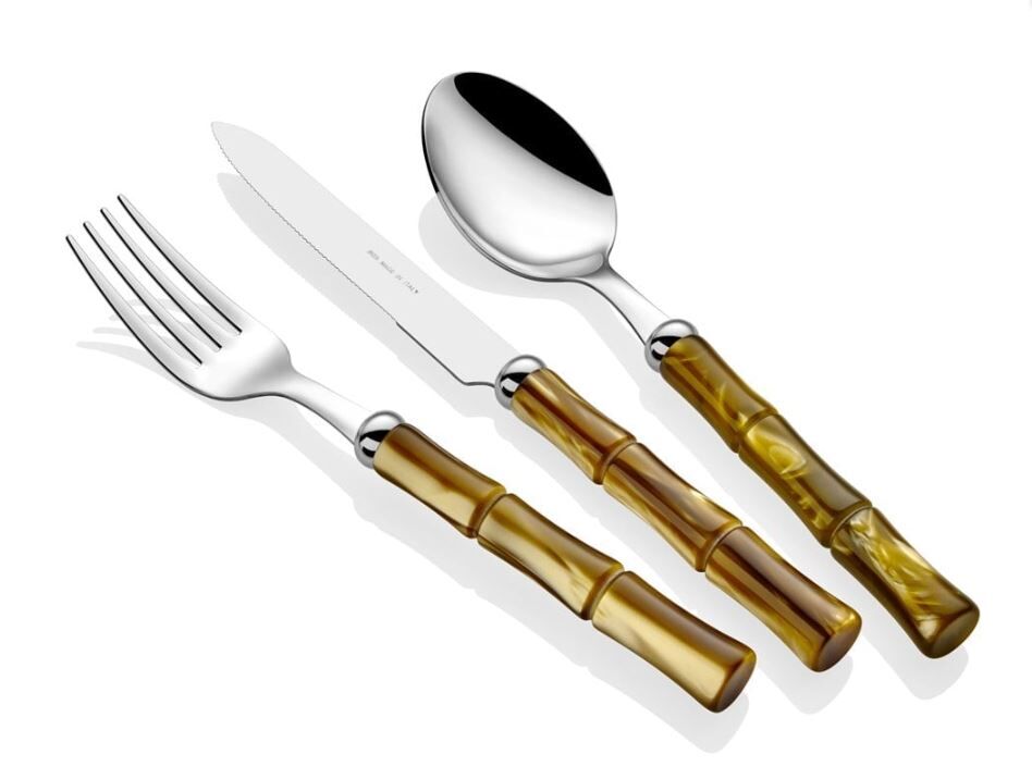 Bamboo Zeytin Yeşili 24 Parça Çatal Bıçak Seti