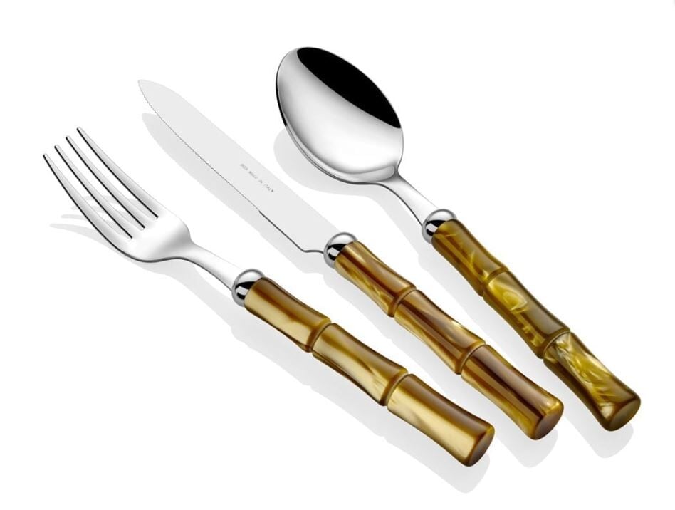 Bamboo Zeytin Yeşili 24 Parça Çatal Bıçak Seti
