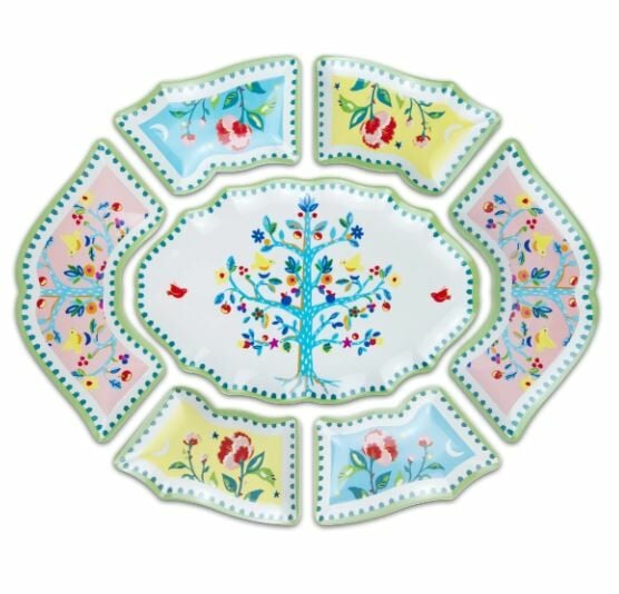 Mamma Mia Ağaç Desenli 7 Parça Meze Tabağı 50 cm x 60 cm