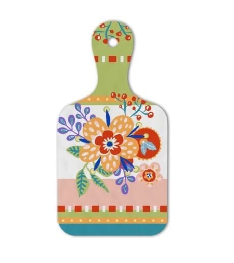 Mamma Mia Çiçek Desenli Kesme Tahtası 12,5 cm x 25 cm