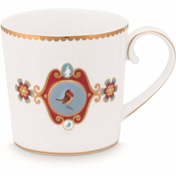 Love Bird Beyaz Madalyon Desenli Küçük Mug 150 ml