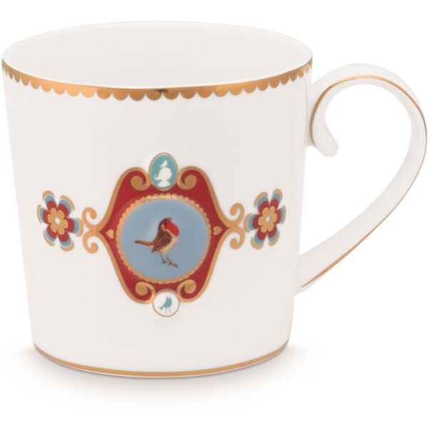 Love Bird Beyaz Madalyon Desenli Küçük Mug 150 ml
