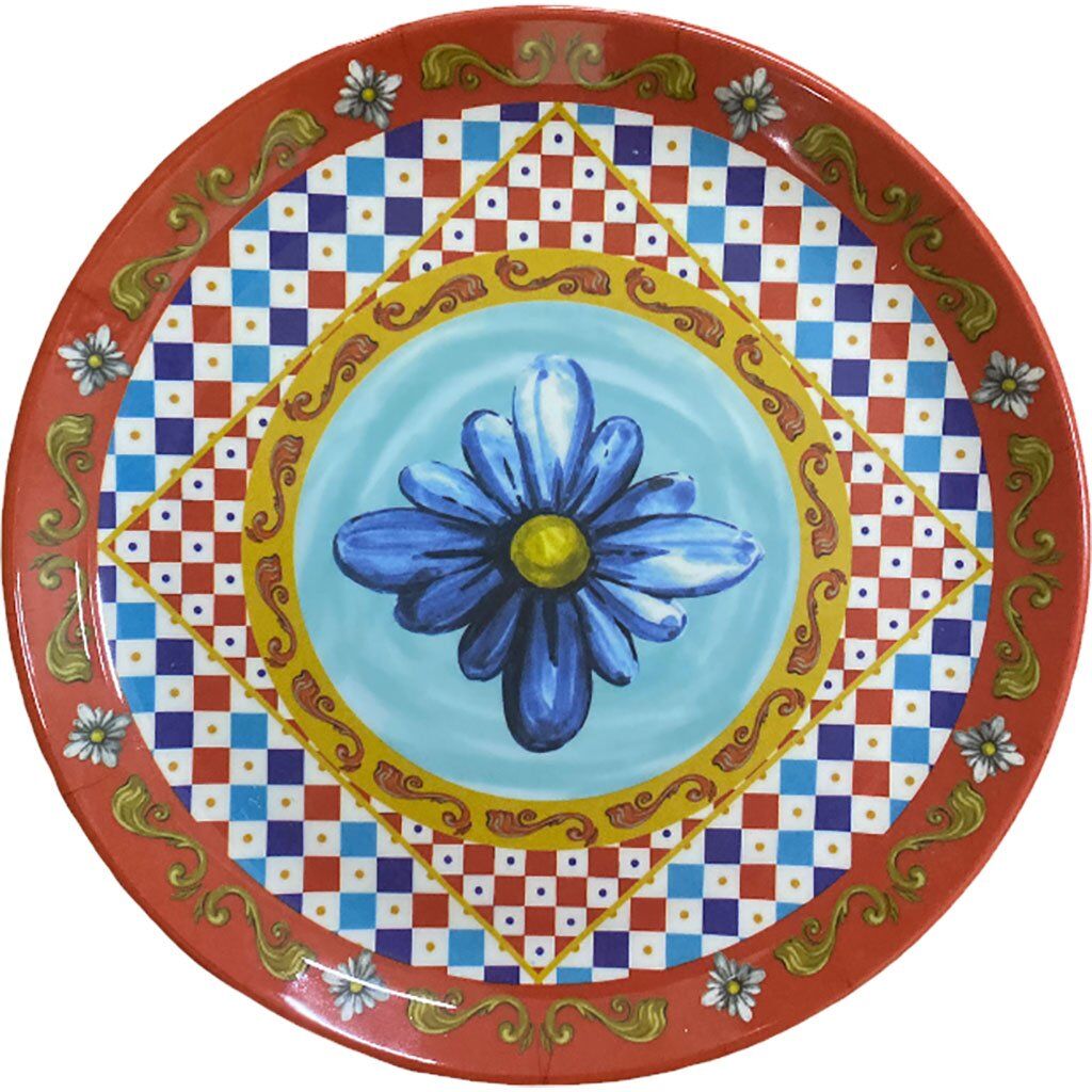 Capri Mavi Çiçekli Tabak 21 Cm