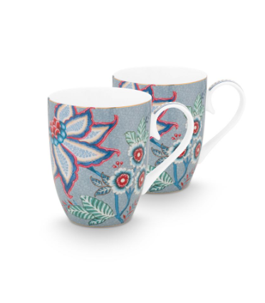 Flower Festival Mavi İkili Büyük Mug Seti 350 ml.
