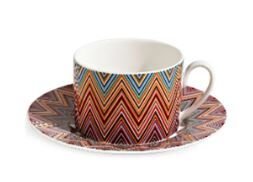 Zig Zag Jarris 156 -Turuncu- Bordo, 2 li Çay/Kahve Fincan ve Tabağı, 0,20 L