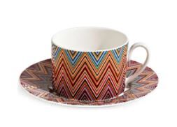 Zig Zag Jarris 156 -Turuncu- Bordo, 2 li Çay/Kahve Fincan ve Tabağı, 0,20 L