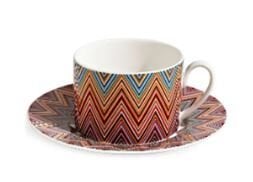 Zig Zag Jarris 156 -Turuncu- Bordo, 2 li Çay/Kahve Fincan ve Tabağı, 0,20 L