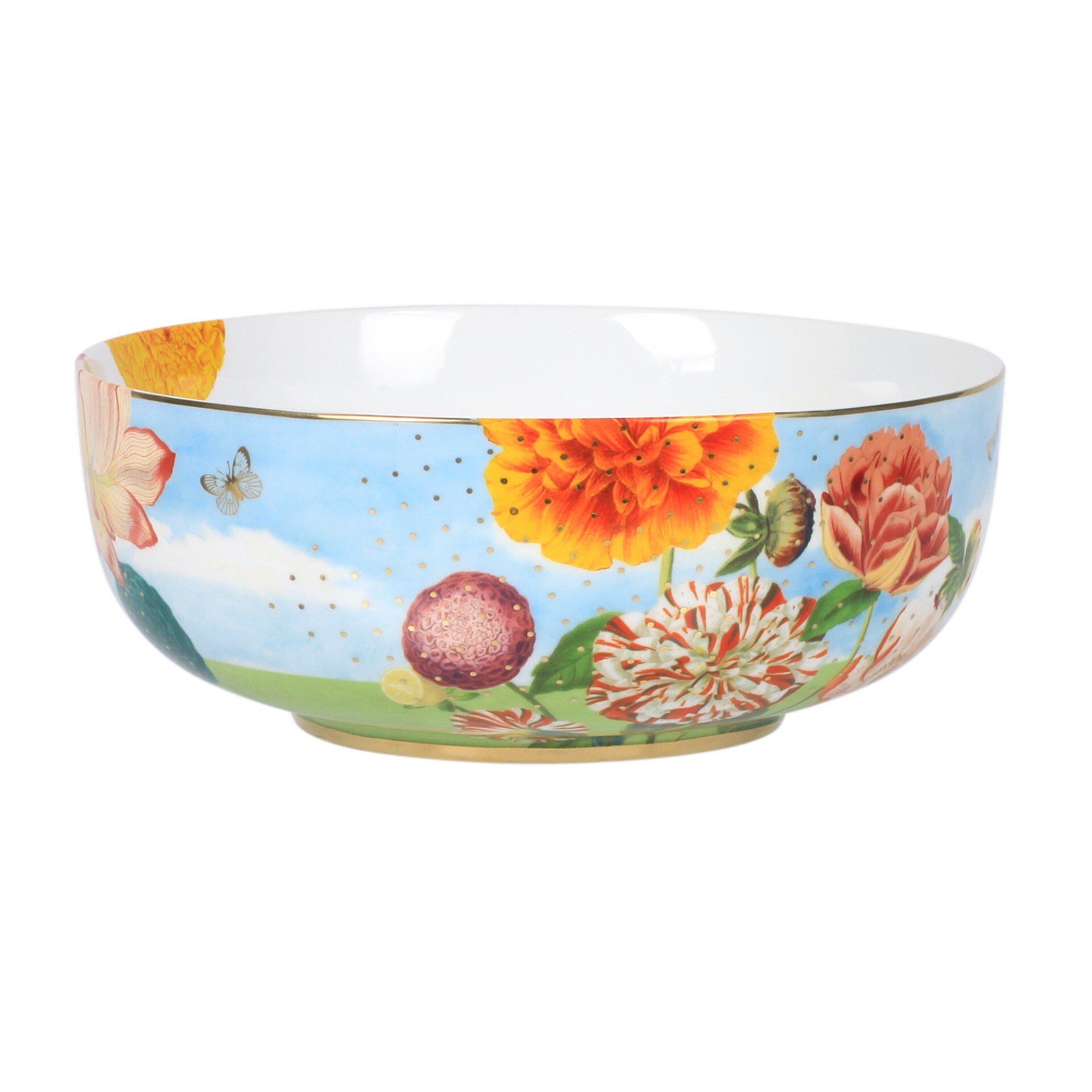 Royal Mavi Çiçek Desenli Kase 23 cm.